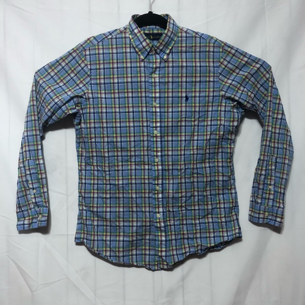 Ralph Lauren Button Down Shirt Mens M Blue Pink Green White Yellow Long Sleeve